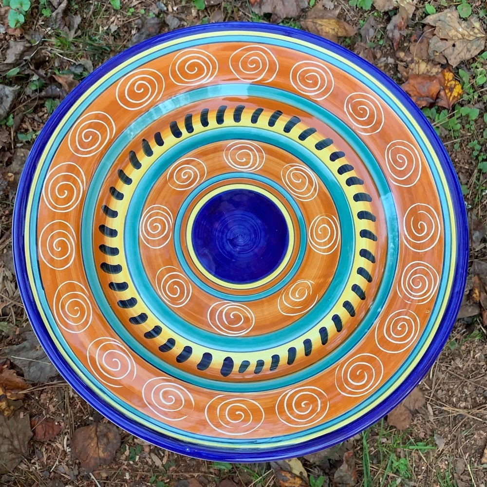 Pier 1 Hand Painted Italian Swirl Serving Platter Plater Chop Plate 14 3/4” - Picture 2 of 9
